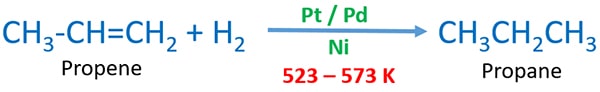 propene hydrogenation